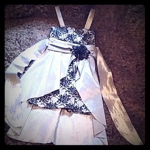 Girls Light silver/grey satin/lace dress.